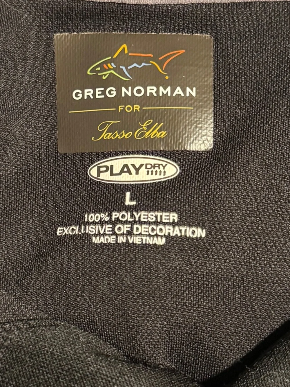 Greg Norman for Tasso Elba Play Dry Golf Polo Black Diamond L